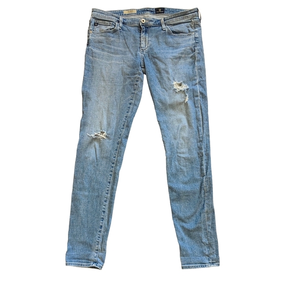 AG Adriano Goldschmied Legging Super Skinny Distressed Ripped Jeans size 31 31R - Picture 1 of 11
